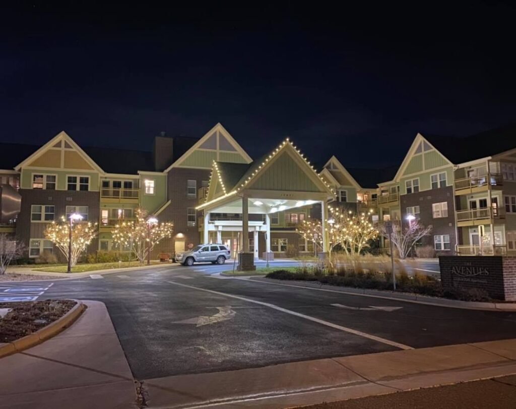 Commercial Christmas light installation in Denver - commercial holiday lighting Denver CO